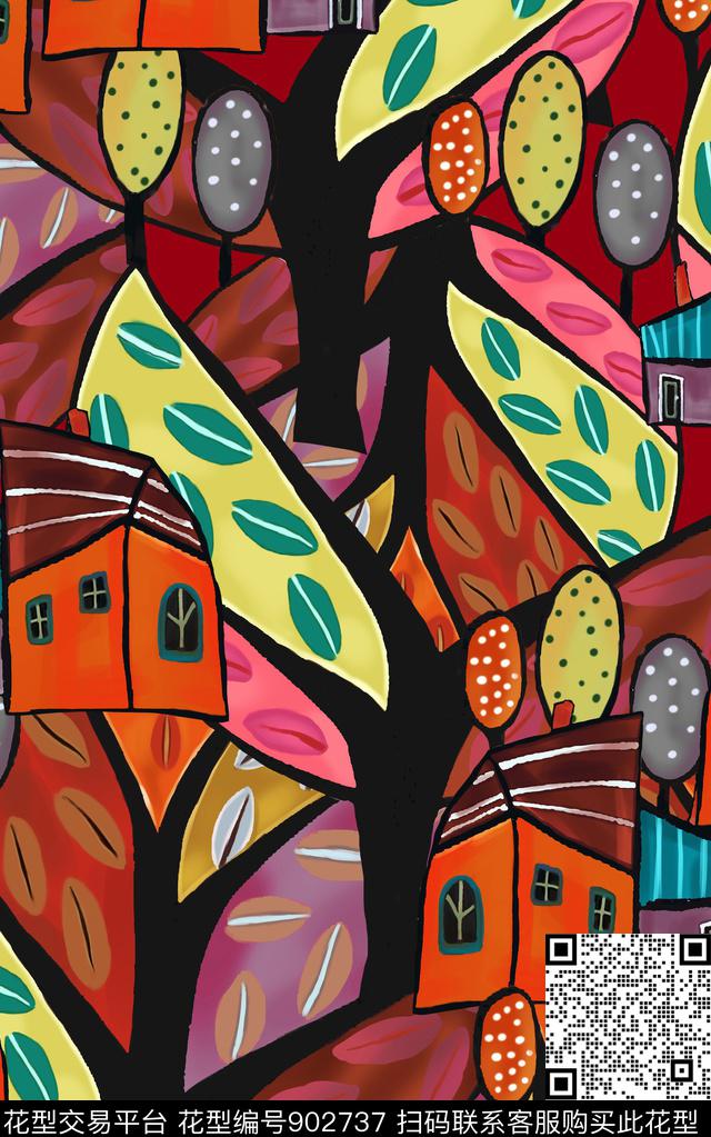 复古民族风波西米亚数码印花华亿平台下载（图片编号: 902737） - 瓦栏（Walan）