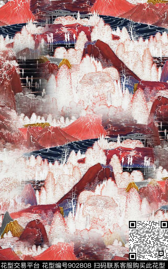 中国风国画数码印花华亿平台下载（图片编号: 902808） - 瓦栏（Walan）