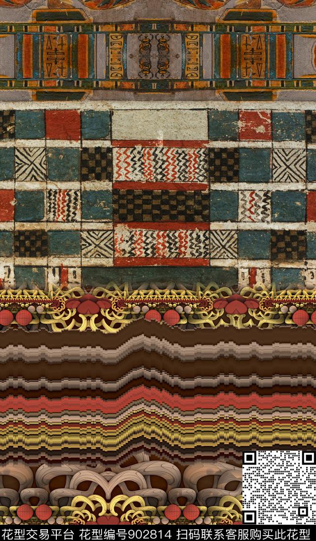 复古民族风波西米亚数码印花华亿平台下载（图片编号: 902814） - 瓦栏（Walan）