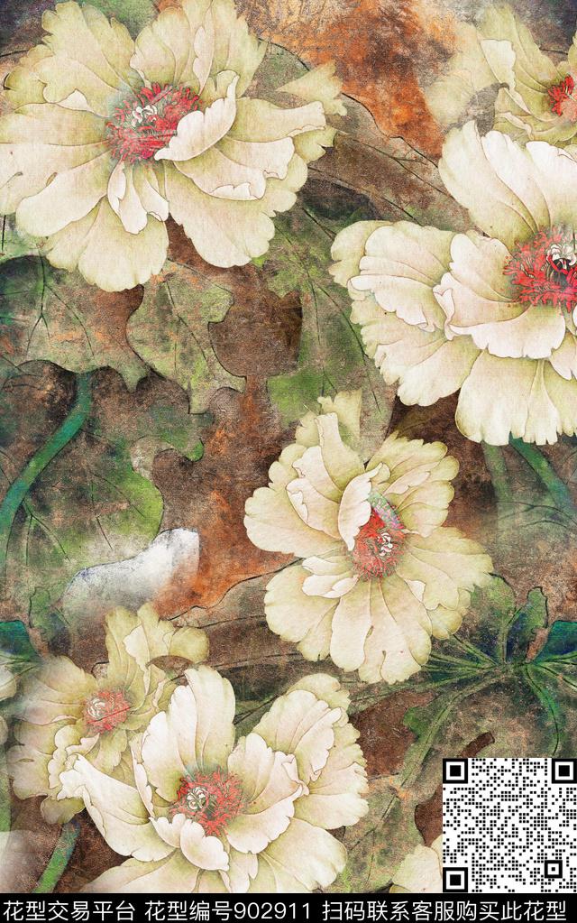 中国风香云纱数码印花华亿平台下载（图片编号: 902911） - 瓦栏（Walan）