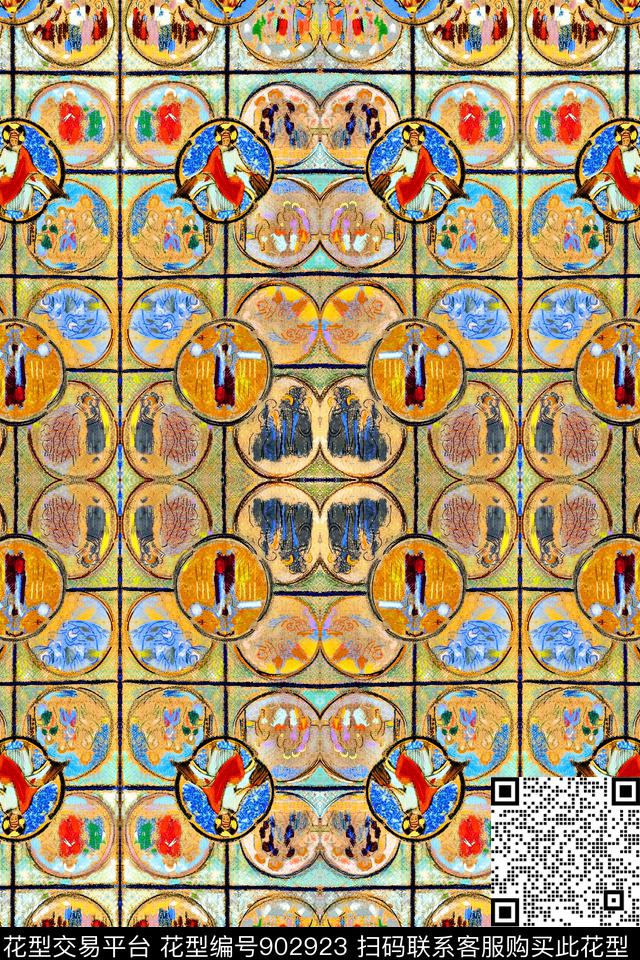 西方彩绘玻璃欧洲数码印花华亿平台下载（图片编号: 902923） - 瓦栏（Walan）