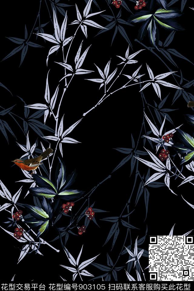 哥特风暗格黑底花数码印花华亿平台下载（图片编号: 903105） - 瓦栏（Walan）