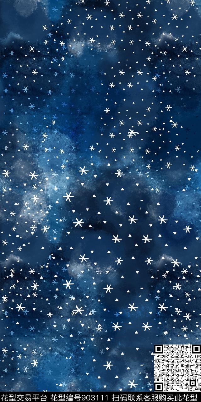 宇宙星星丝巾定位花传统印花华亿平台下载（图片编号: 903111） - 瓦栏（Walan）
