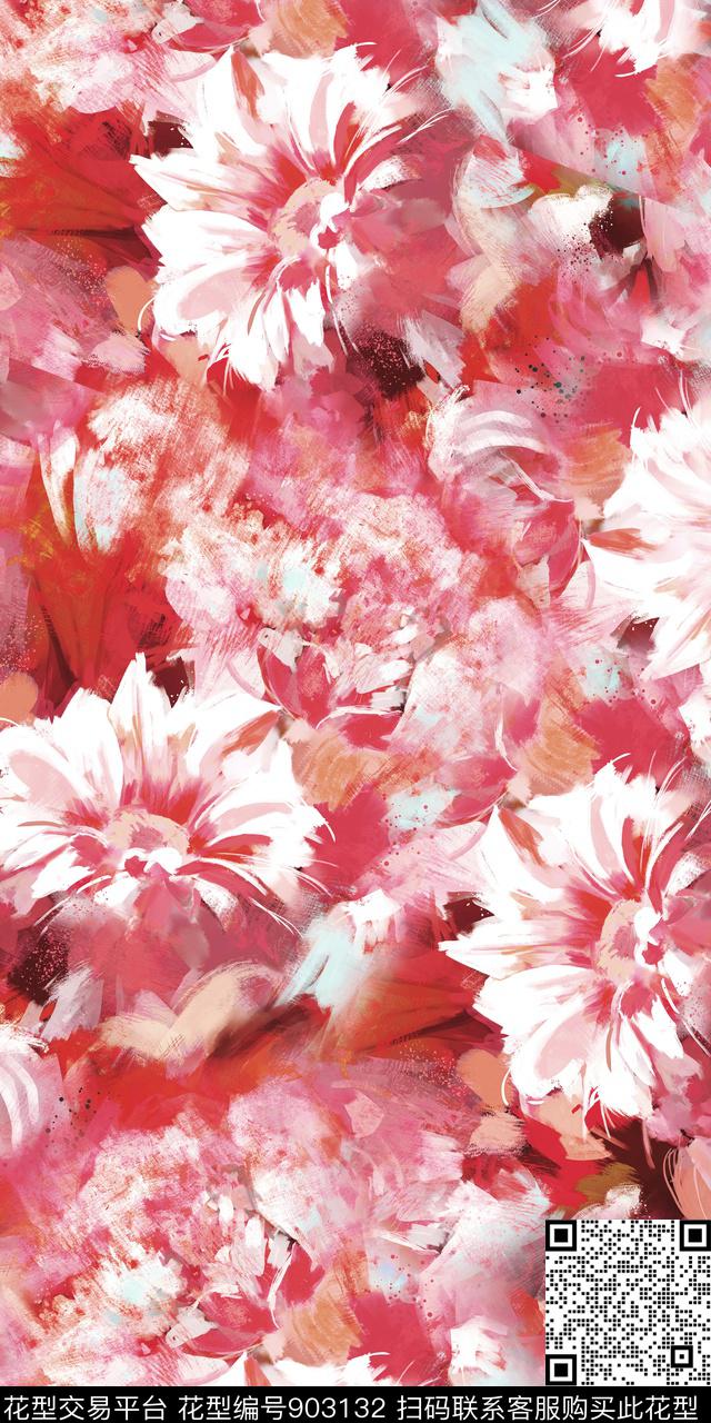 数码华亿平台朦胧花卉抽象花卉数码印花华亿平台下载（图片编号: 903132） - 瓦栏（Walan）