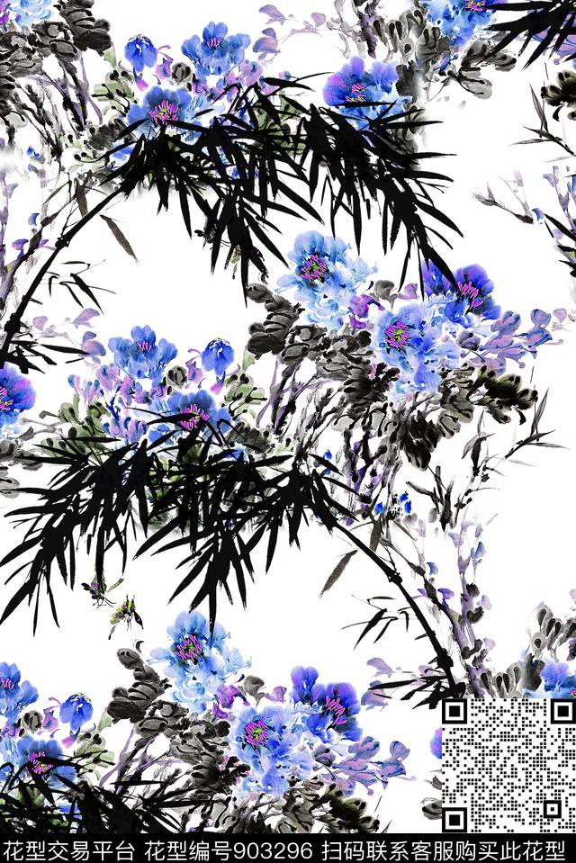 女装中国风素雅数码印花华亿平台下载（图片编号: 903296） - 瓦栏（Walan）