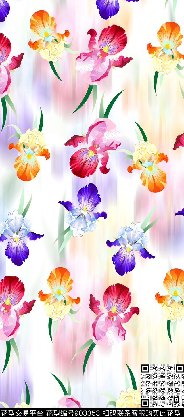 创意艺术花卉数码印花华亿平台下载（图片编号: 903353） - 瓦栏（Walan）