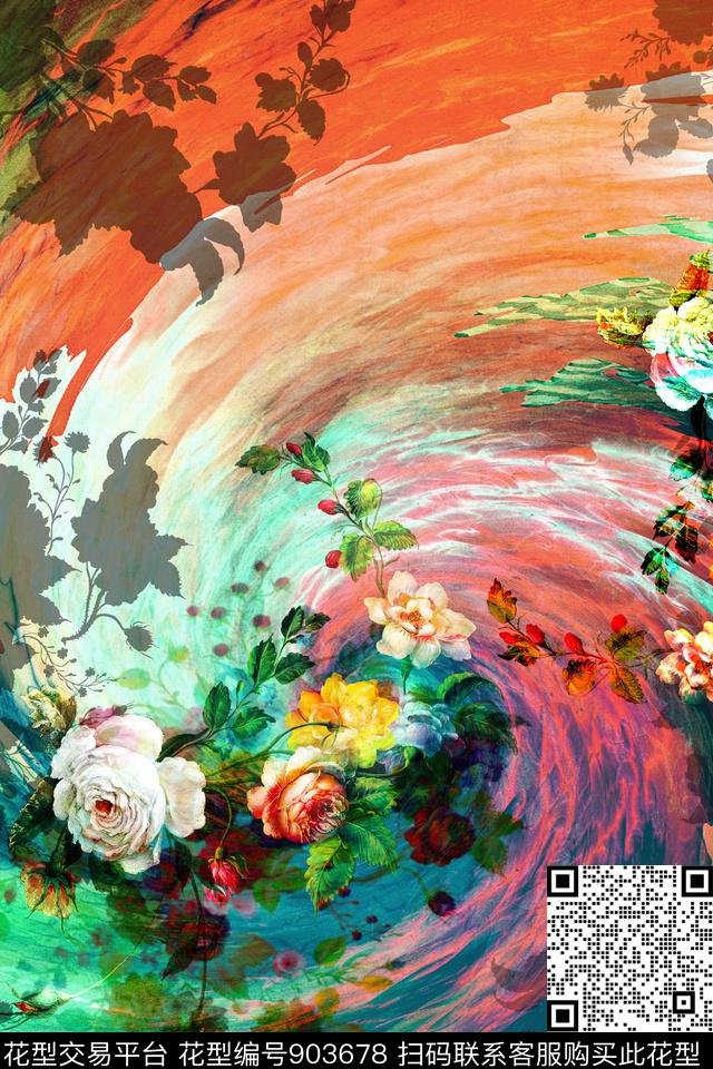 数码定位花漩涡女装数码印花华亿平台下载（图片编号: 903678） - 瓦栏（Walan）