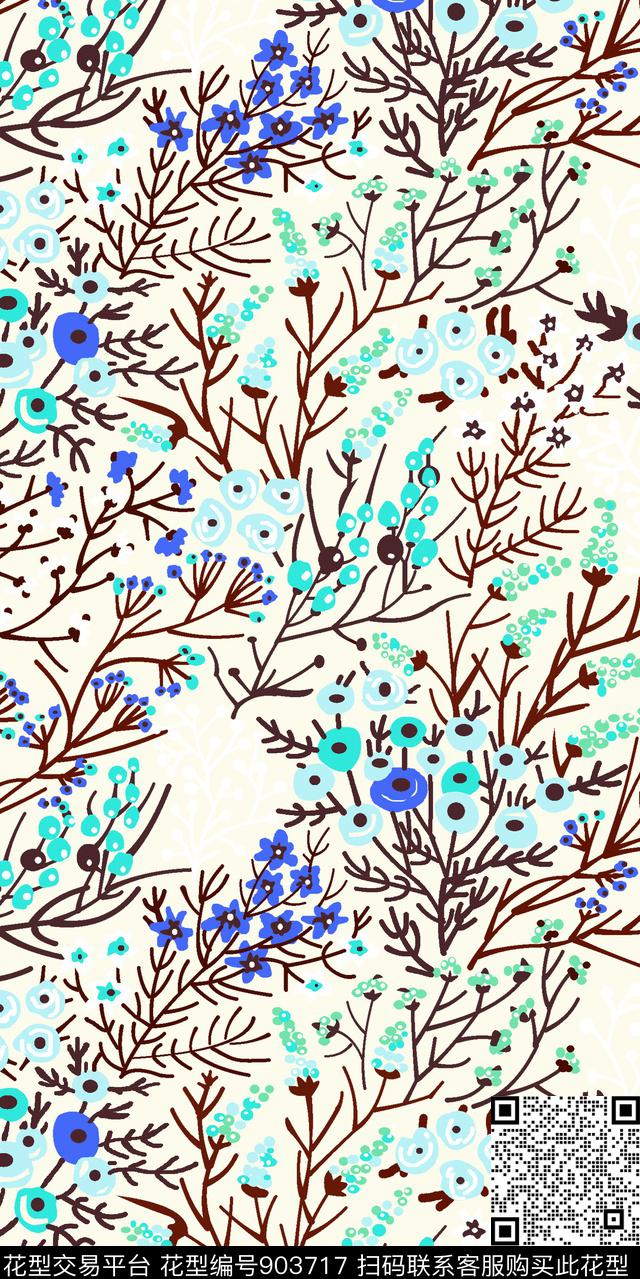 传统华亿平台花卉水彩花卉数码印花华亿平台下载（图片编号: 903717） - 瓦栏（Walan）