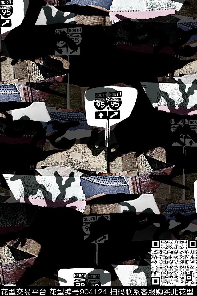 肌理迷彩纹理男装夹克华亿平台数码印花华亿平台下载（图片编号: 904124） - 瓦栏（Walan）