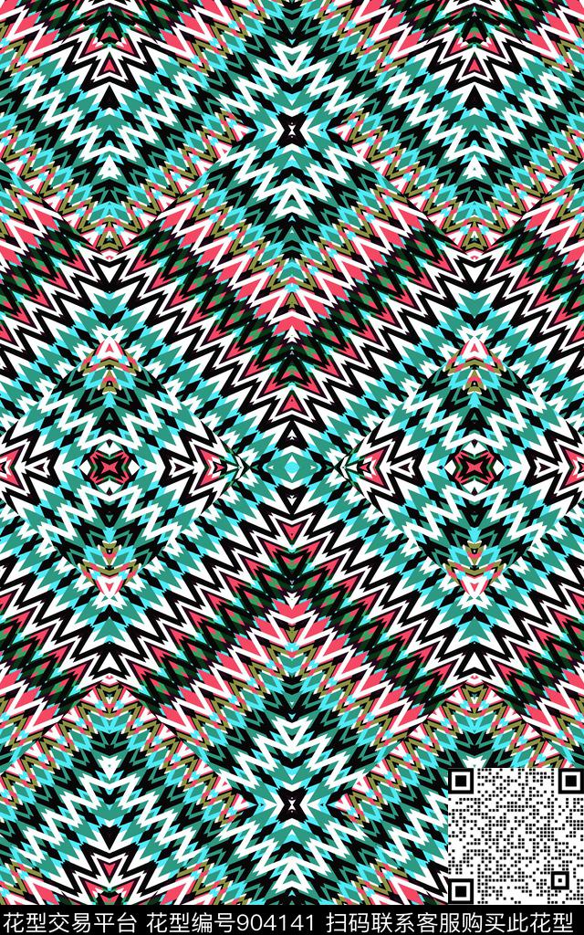 民族风波西米亚方块线条传统印花华亿平台下载（图片编号: 904141） - 瓦栏（Walan）