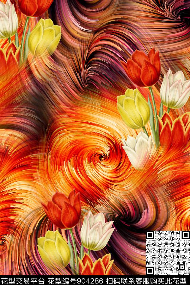 线条抽象肌理数码印花华亿平台下载（图片编号: 904286） - 瓦栏（Walan）