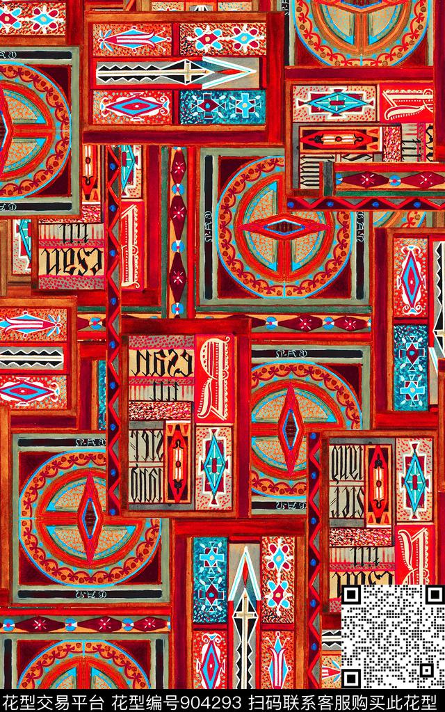 中老年民族风波西米亚数码印花华亿平台下载（图片编号: 904293） - 瓦栏（Walan）