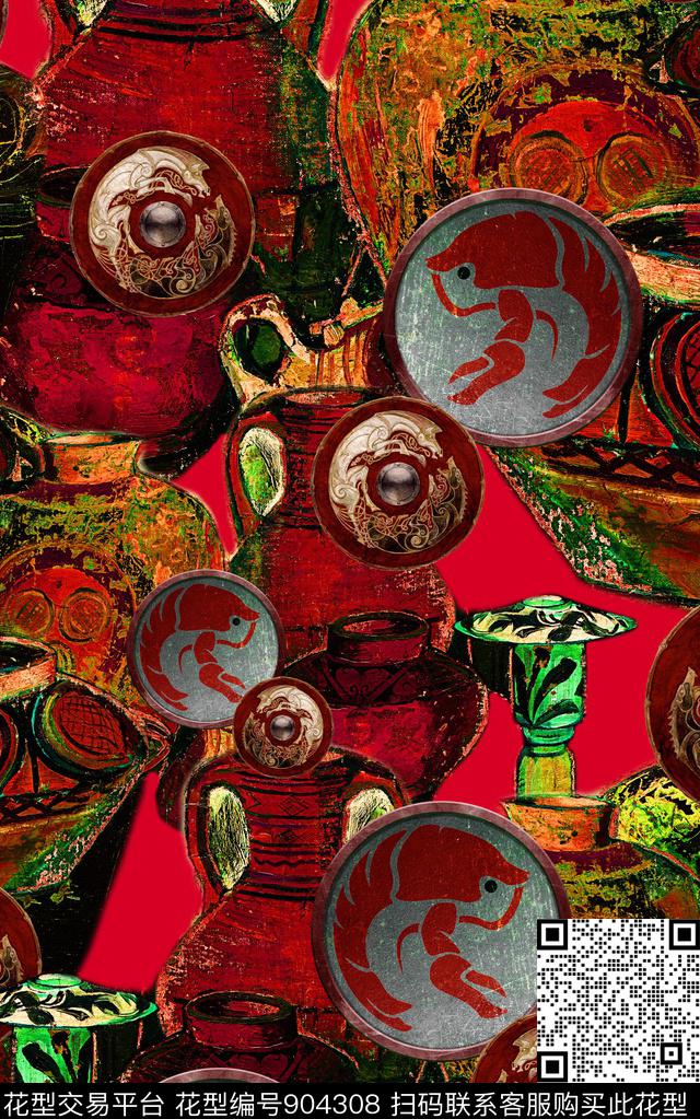 肌理中老年民族风数码印花华亿平台下载（图片编号: 904308） - 瓦栏（Walan）