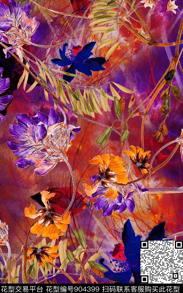 中老年小碎花花卉数码印花华亿平台下载（图片编号: 904399） - 瓦栏（Walan）