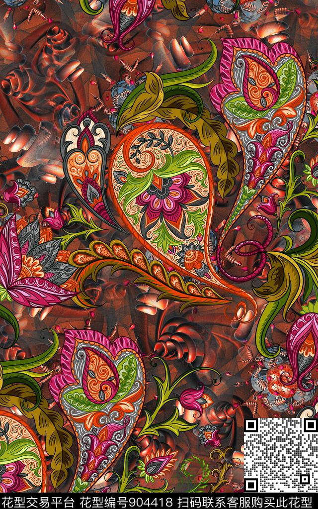 中老年复古波西米亚数码印花华亿平台下载（图片编号: 904418） - 瓦栏（Walan）