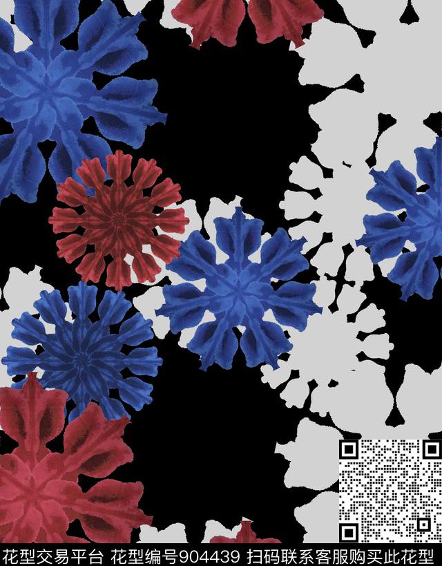 几何黑底花迷彩数码印花华亿平台下载（图片编号: 904439） - 瓦栏（Walan）