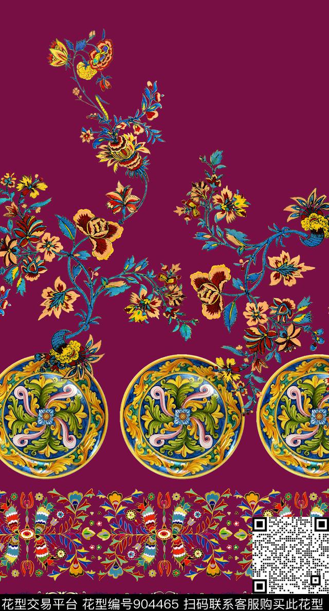 几何民族风花纹数码印花华亿平台下载（图片编号: 904465） - 瓦栏（Walan）