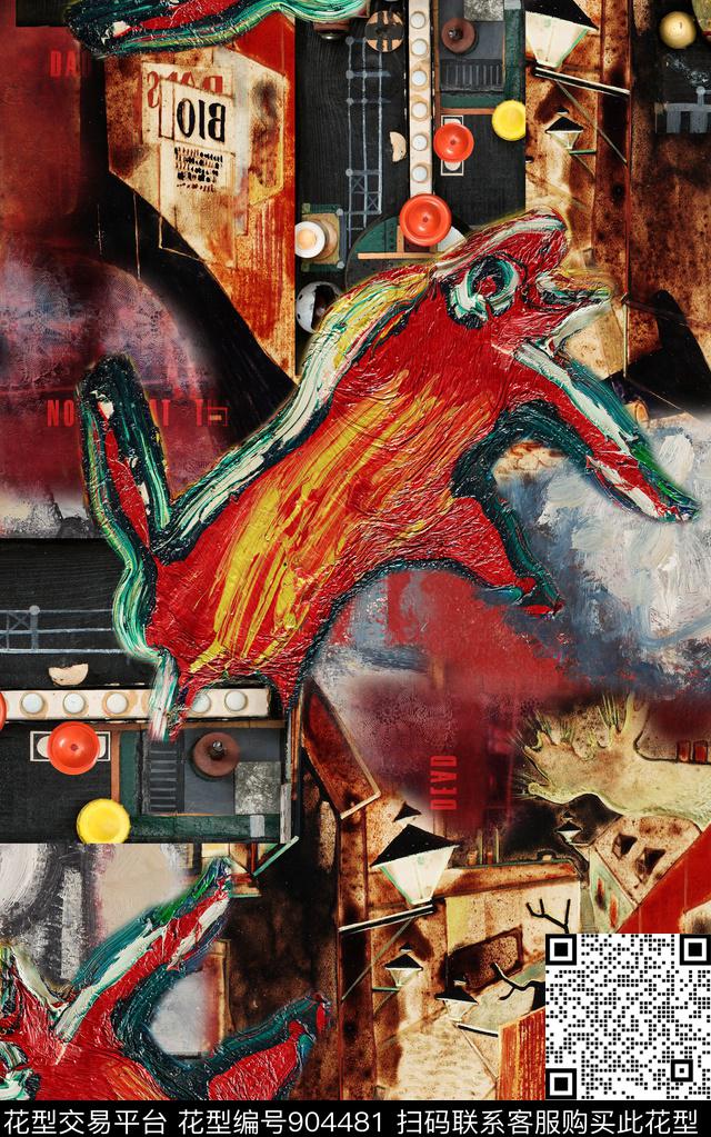 肌理抽象中老年数码印花华亿平台下载（图片编号: 904481） - 瓦栏（Walan）