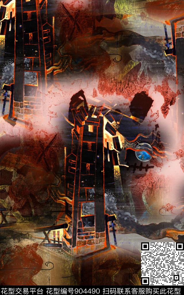 肌理抽象中老年数码印花华亿平台下载（图片编号: 904490） - 瓦栏（Walan）