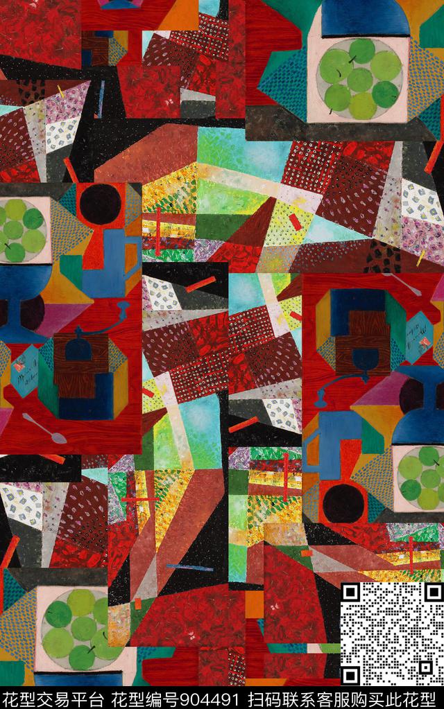 肌理抽象中老年数码印花华亿平台下载（图片编号: 904491） - 瓦栏（Walan）