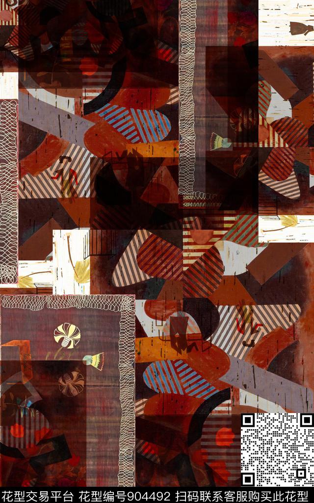 肌理抽象中老年数码印花华亿平台下载（图片编号: 904492） - 瓦栏（Walan）