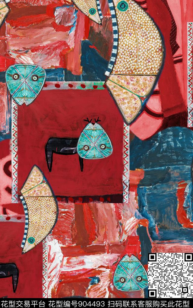 肌理抽象中老年数码印花华亿平台下载（图片编号: 904493） - 瓦栏（Walan）