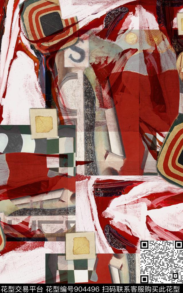 肌理抽象中老年数码印花华亿平台下载（图片编号: 904496） - 瓦栏（Walan）
