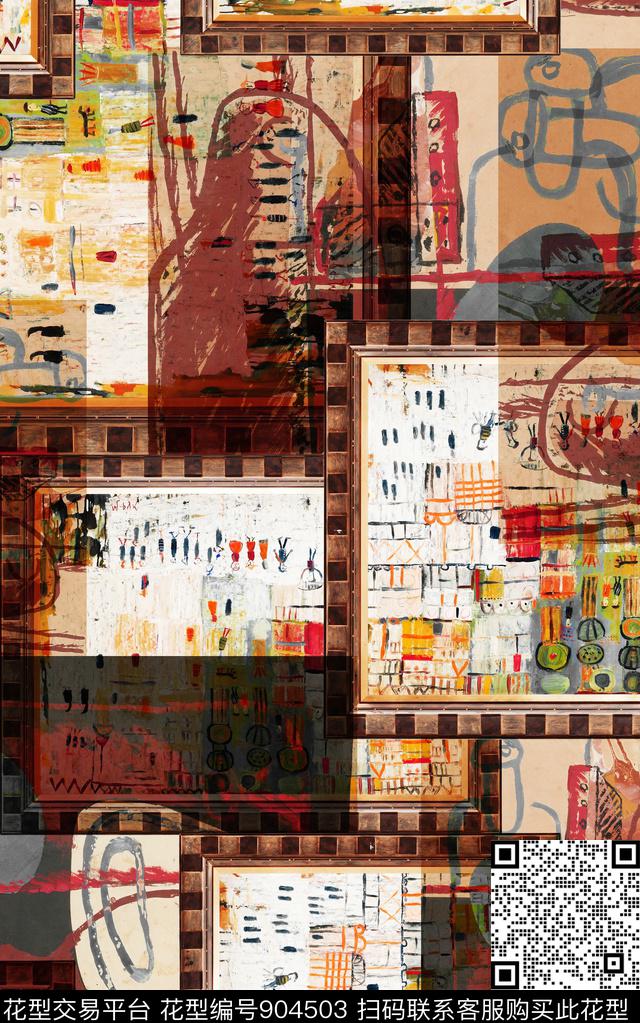 肌理抽象中老年数码印花华亿平台下载（图片编号: 904503） - 瓦栏（Walan）