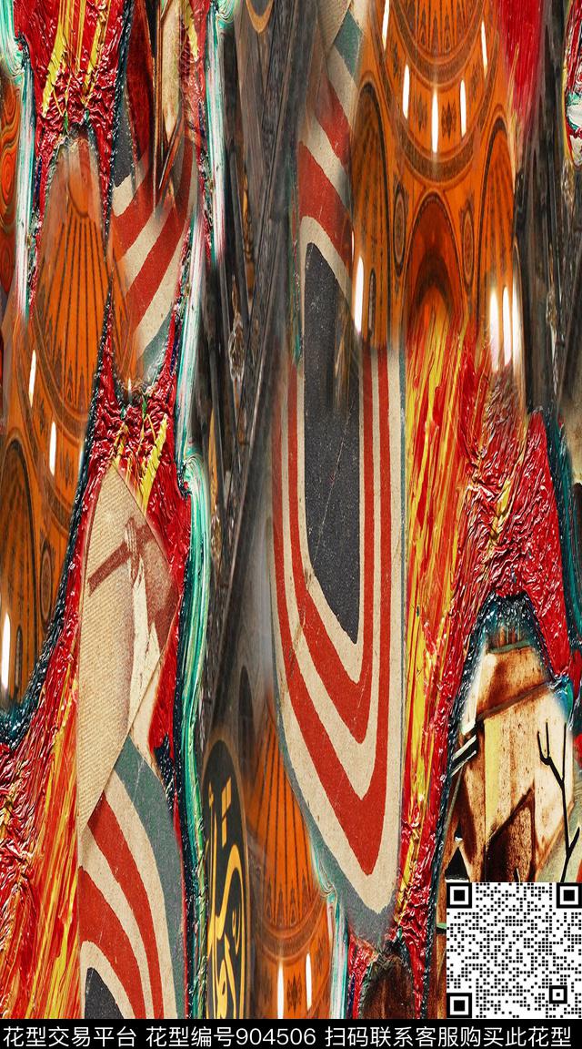 肌理抽象中老年数码印花华亿平台下载（图片编号: 904506） - 瓦栏（Walan）