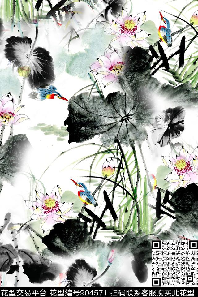 抽象女装花卉数码印花华亿平台下载（图片编号: 904571） - 瓦栏（Walan）