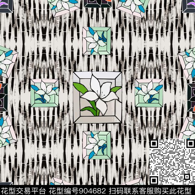 大牌风风格化花卉丝巾围巾秀场数码印花华亿平台下载（图片编号: 904682） - 瓦栏（Walan）