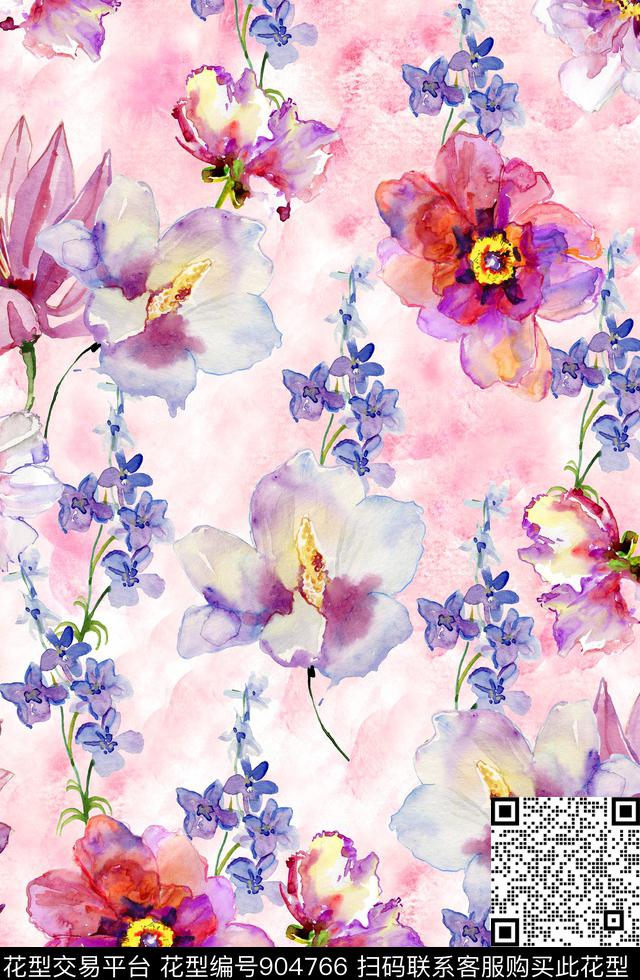 大花小碎花花卉数码印花华亿平台下载（图片编号: 904766） - 瓦栏（Walan）
