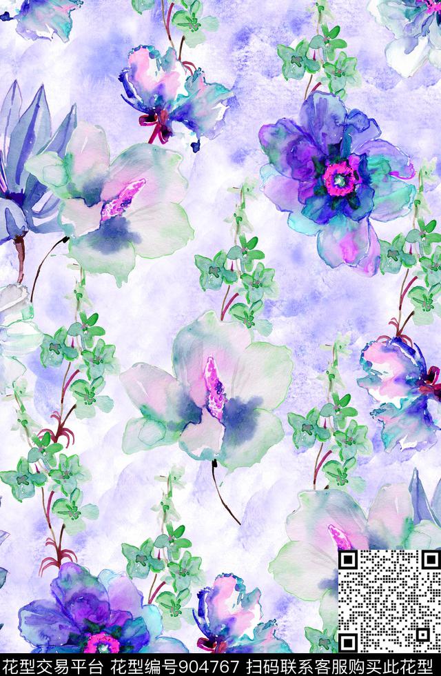 大花小碎花花卉数码印花华亿平台下载（图片编号: 904767） - 瓦栏（Walan）
