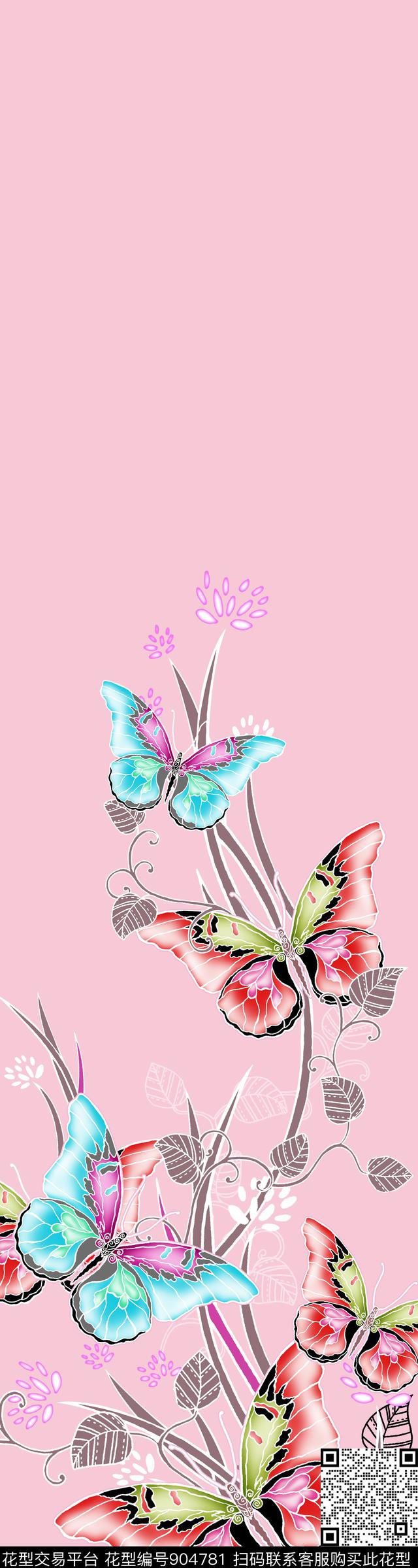 线条几何花卉数码印花华亿平台下载（图片编号: 904781） - 瓦栏（Walan）