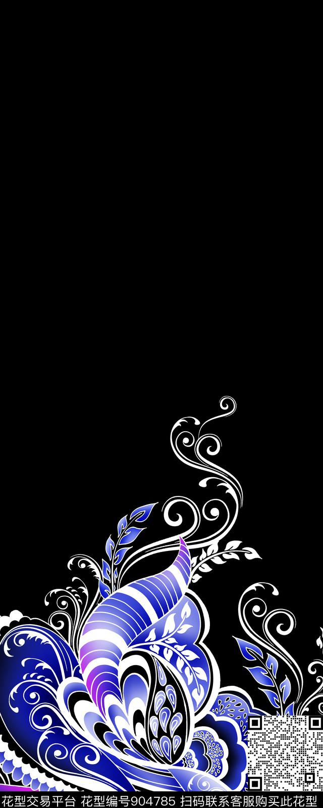 线条几何花卉数码印花华亿平台下载（图片编号: 904785） - 瓦栏（Walan）