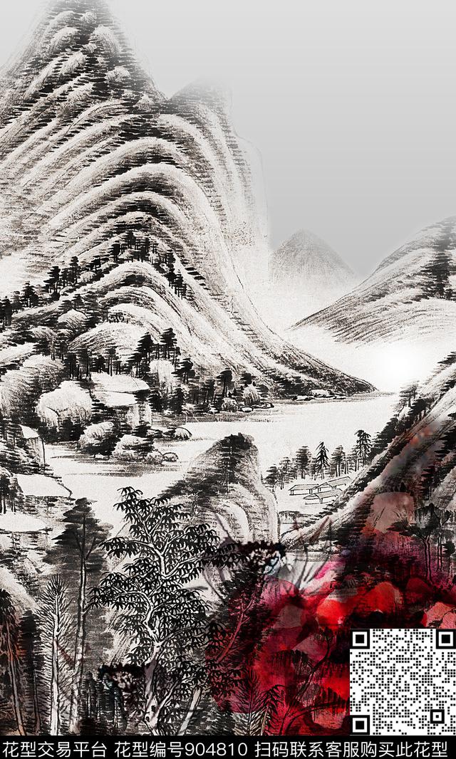 纹理民族风花卉数码印花华亿平台下载（图片编号: 904810） - 瓦栏（Walan）