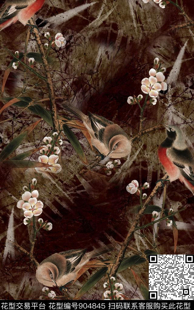 抽象纹理民族风数码印花华亿平台下载（图片编号: 904845） - 瓦栏（Walan）