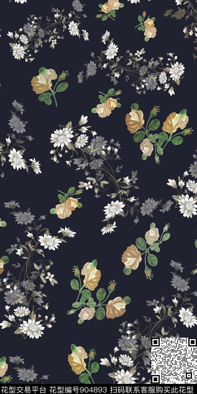 趣味小碎花花卉数码印花华亿平台下载（图片编号: 904893） - 瓦栏（Walan）