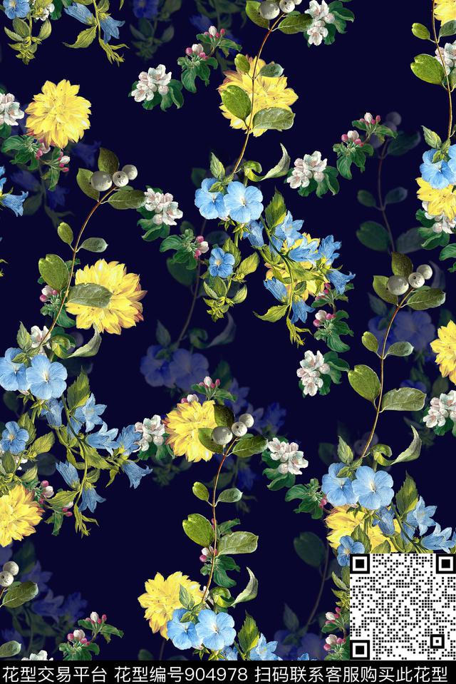 女装绿植树叶花卉数码印花华亿平台下载（图片编号: 904978） - 瓦栏（Walan）