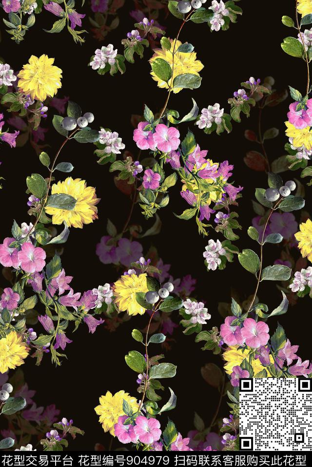 女装绿植树叶花卉数码印花华亿平台下载（图片编号: 904979） - 瓦栏（Walan）