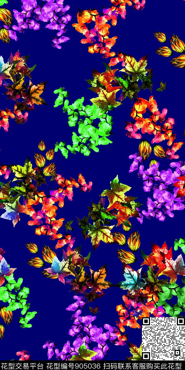 花卉绿植树叶3D立体数码印花华亿平台下载（图片编号: 905036） - 瓦栏（Walan）