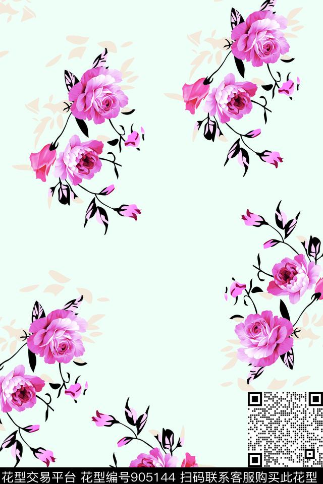 数码华亿平台花卉玫瑰花数码印花华亿平台下载（图片编号: 905144） - 瓦栏（Walan）