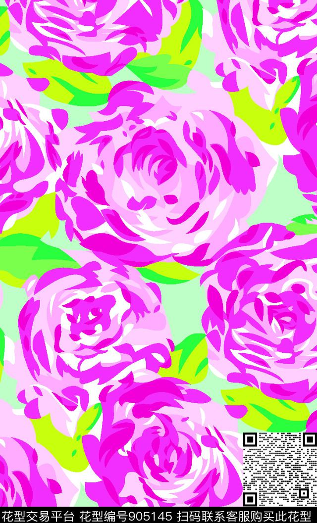 花卉玫瑰花小碎花数码印花华亿平台下载（图片编号: 905145） - 瓦栏（Walan）