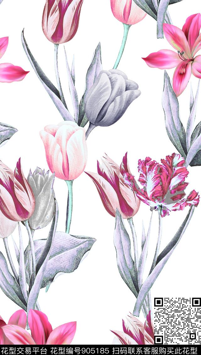 月季花数码华亿平台郁金香数码印花华亿平台下载（图片编号: 905185） - 瓦栏（Walan）