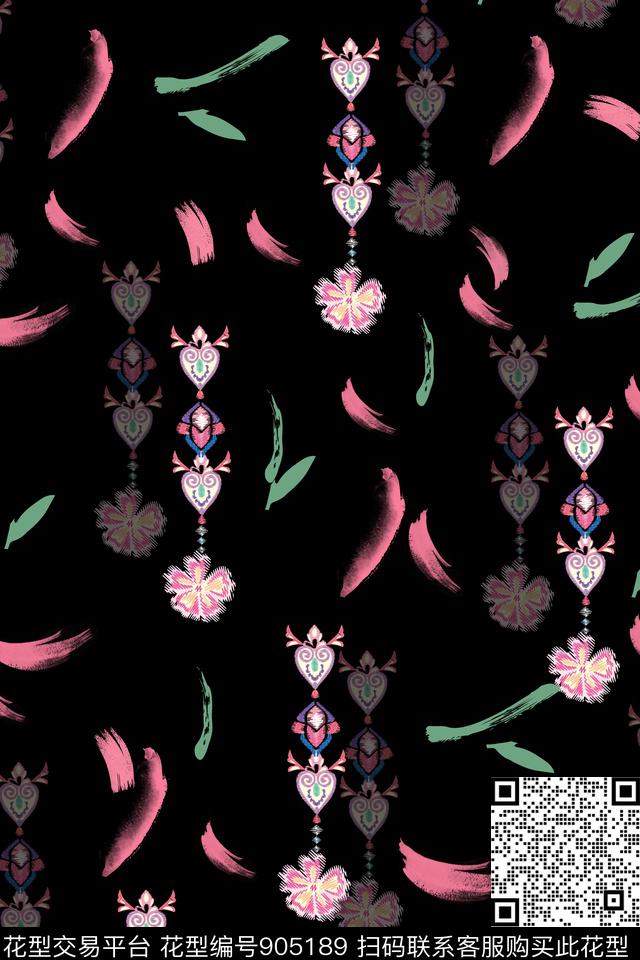 艺术大牌风绿植树叶数码印花华亿平台下载（图片编号: 905189） - 瓦栏（Walan）