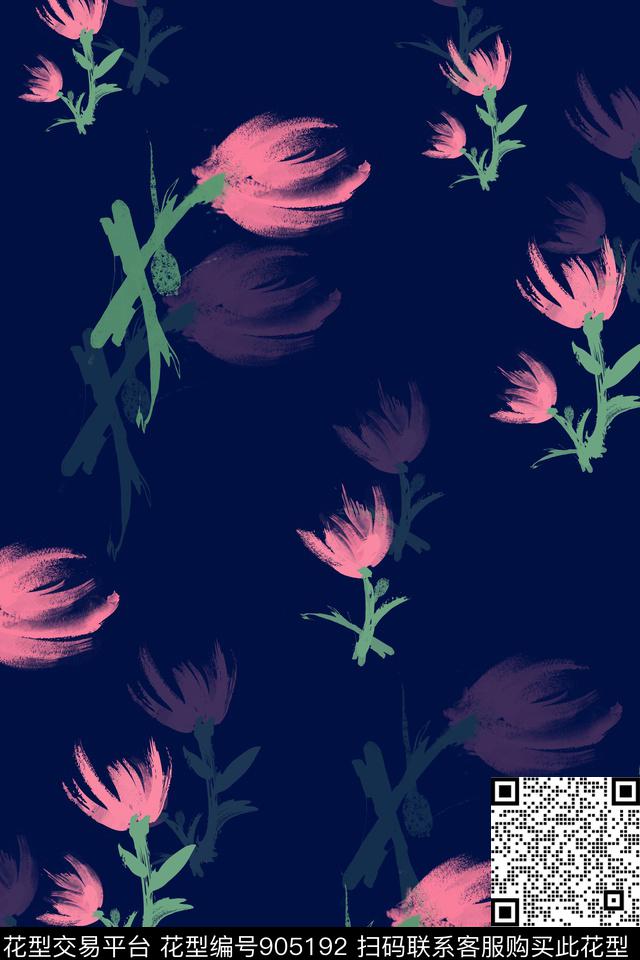 大牌风花卉郁金香数码印花华亿平台下载（图片编号: 905192） - 瓦栏（Walan）