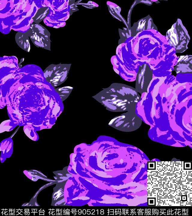 数码华亿平台花卉玫瑰花数码印花华亿平台下载（图片编号: 905218） - 瓦栏（Walan）