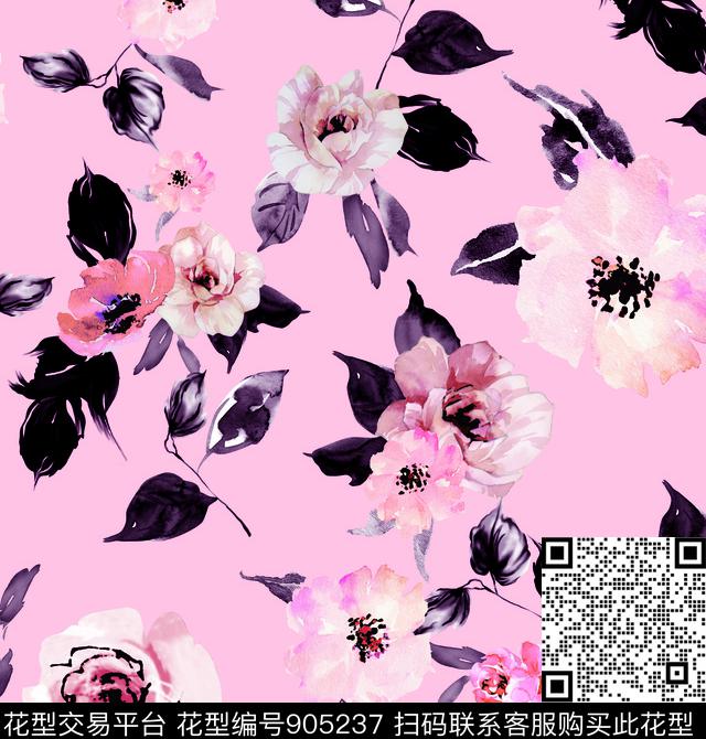 数码华亿平台花卉玫瑰花数码印花华亿平台下载（图片编号: 905237） - 瓦栏（Walan）