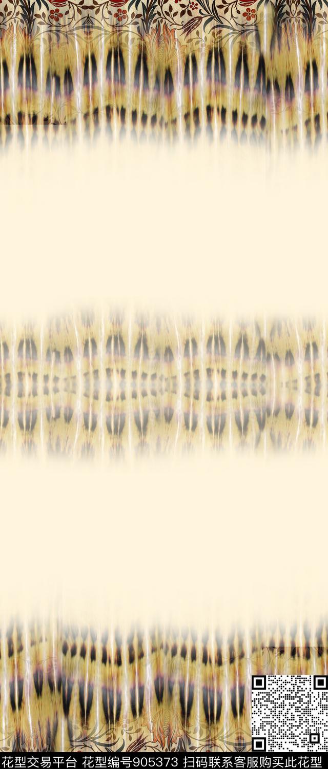 双边定位花抽象复古数码印花华亿平台下载（图片编号: 905373） - 瓦栏（Walan）