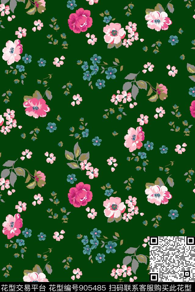 花卉大花中国风数码印花华亿平台下载（图片编号: 905485） - 瓦栏（Walan）